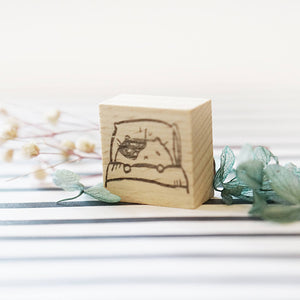 Kami Kami Chop - Rubber Stamp KM02 - Goodnight Cat On Pillow