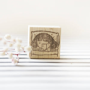 Kami Kami Chop - Rubber Stamp KM02 - Goodnight Girl With Phone