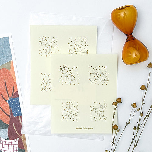 Knoten Letterpress Stamp Style Stickers + Glassine Envelope - Constellation