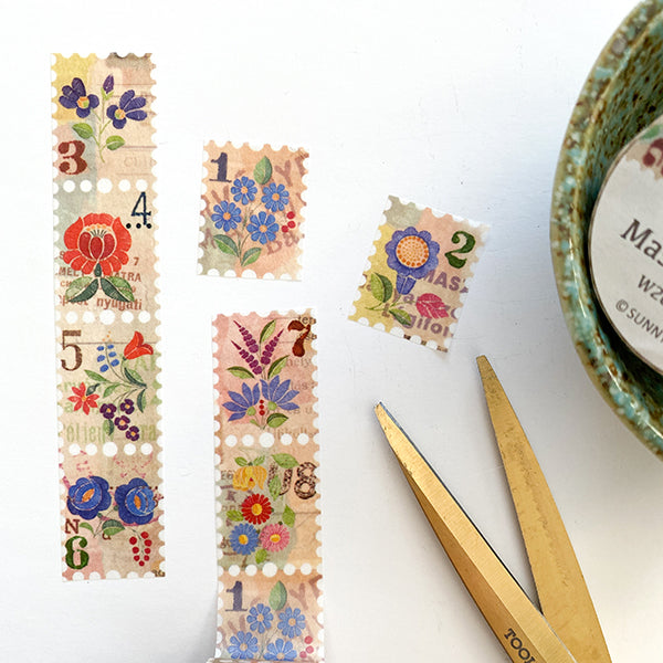 Washi Tape - Papier Platz x Sunny Sunday - Floral Postage Stamp