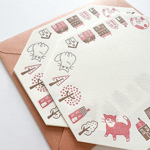 Midori Letter Set - 493 Letterpress Die-cut Cat