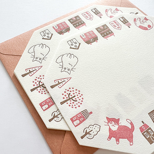 Midori Letter Set - 493 Letterpress Die-cut Cat