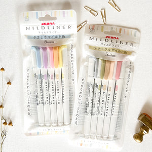 Zebra Mildliner Markers - Natural Mild Colors