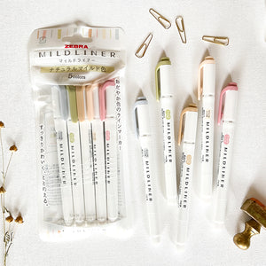 New! Zebra Mildliner Markers - Natural Mild Colors