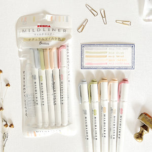 Zebra Mildliner Markers - Natural Mild Colors