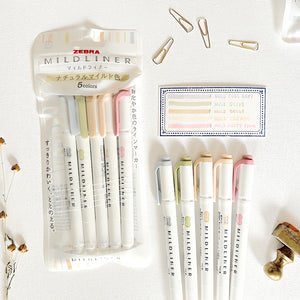 New! Zebra Mildliner Markers - Natural Mild Colors