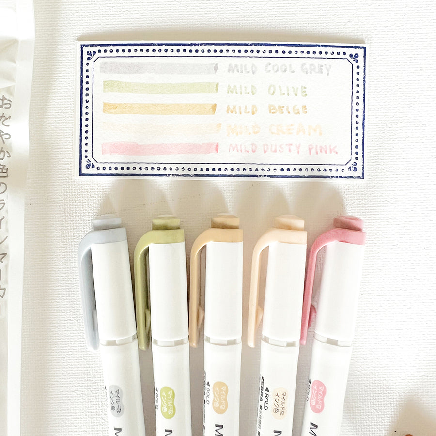 Zebra Mildliner Markers - Natural Mild Colors