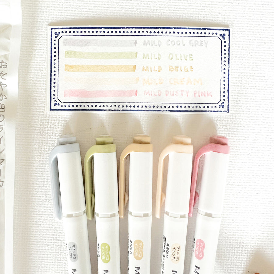 New! Zebra Mildliner Markers - Natural Mild Colors