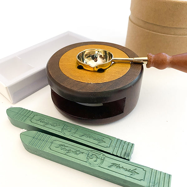 Rosewood and Brass Wax Seal Furnace