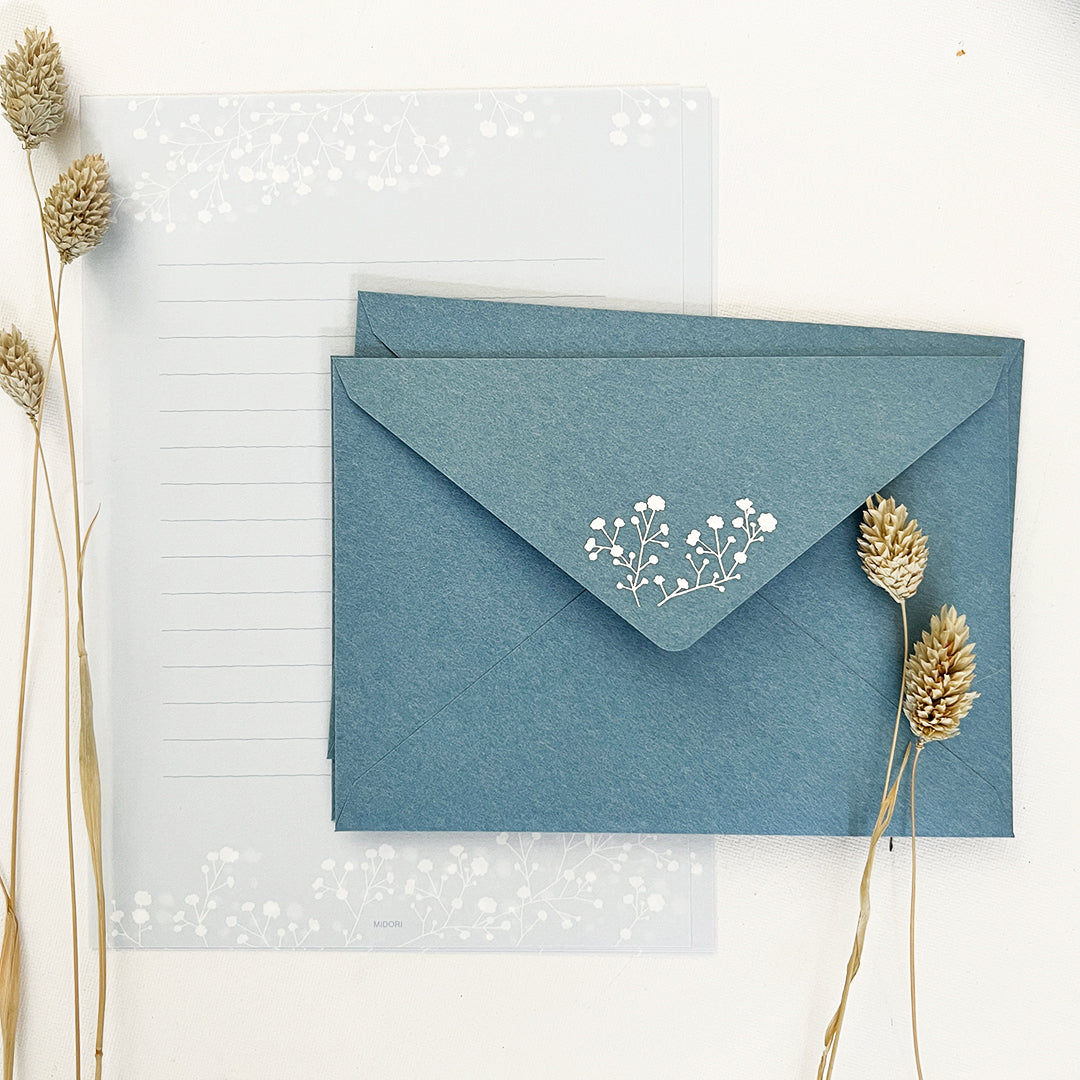 Midori Letter Set 508 Foil-stamped Envelopes Baby’s Breath