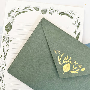 Midori Letter Set 507 Foil-stamped Envelopes Leaves