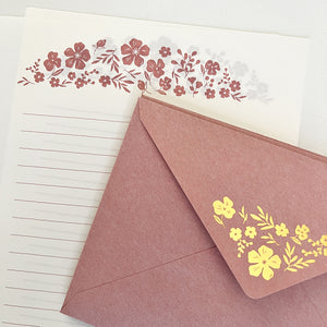 Midori Letter Set 506 Foil-stamped Envelopes Flowers