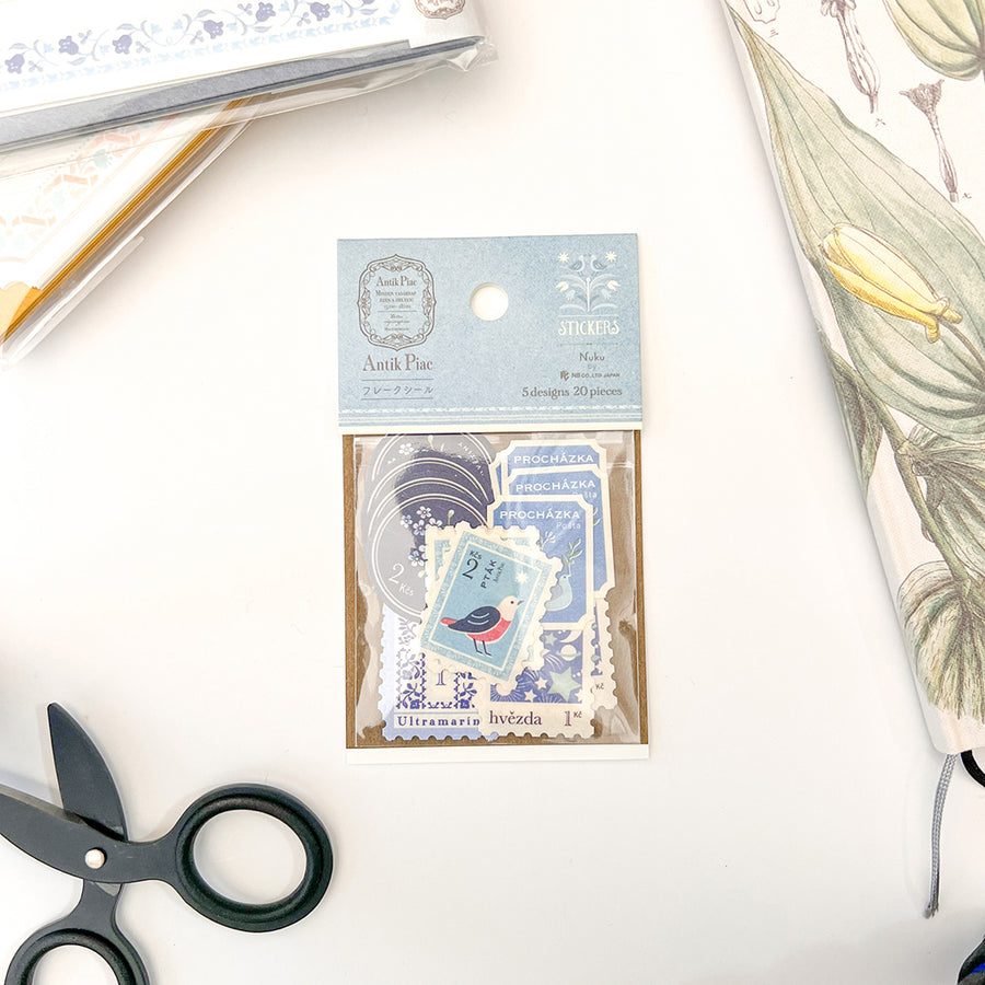 Michikusa Postage Style Sticker Flakes - Blue