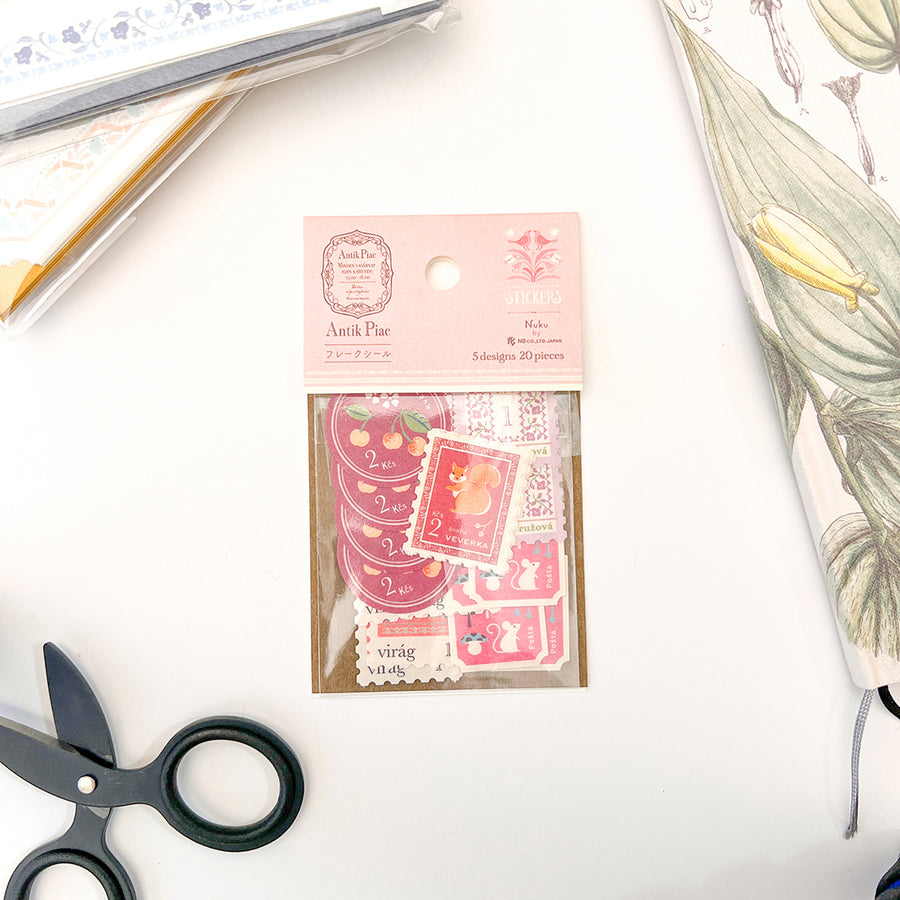 Michikusa Postage Style Sticker Flakes - Pink