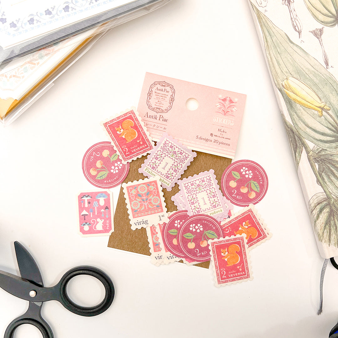 Michikusa Postage Style Sticker Flakes - Pink