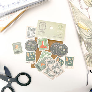 Michikusa Postage Style Sticker Flakes - Green