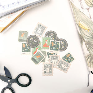 Michikusa Postage Style Sticker Flakes - Green