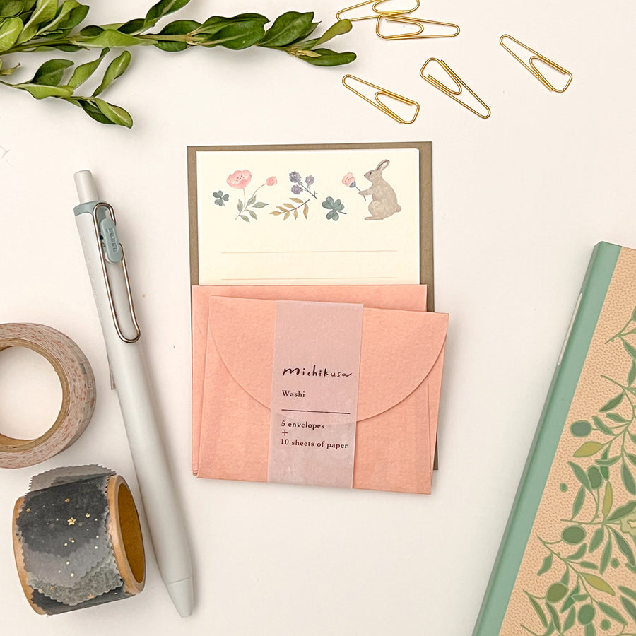 Michi Kusa Mini Washi Letter Set - Rabbit 4902401