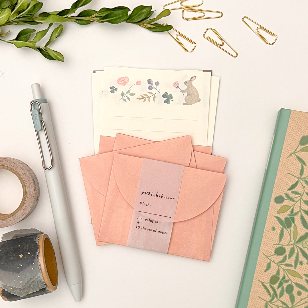 Michi Kusa Mini Washi Letter Set - Rabbit 4902401