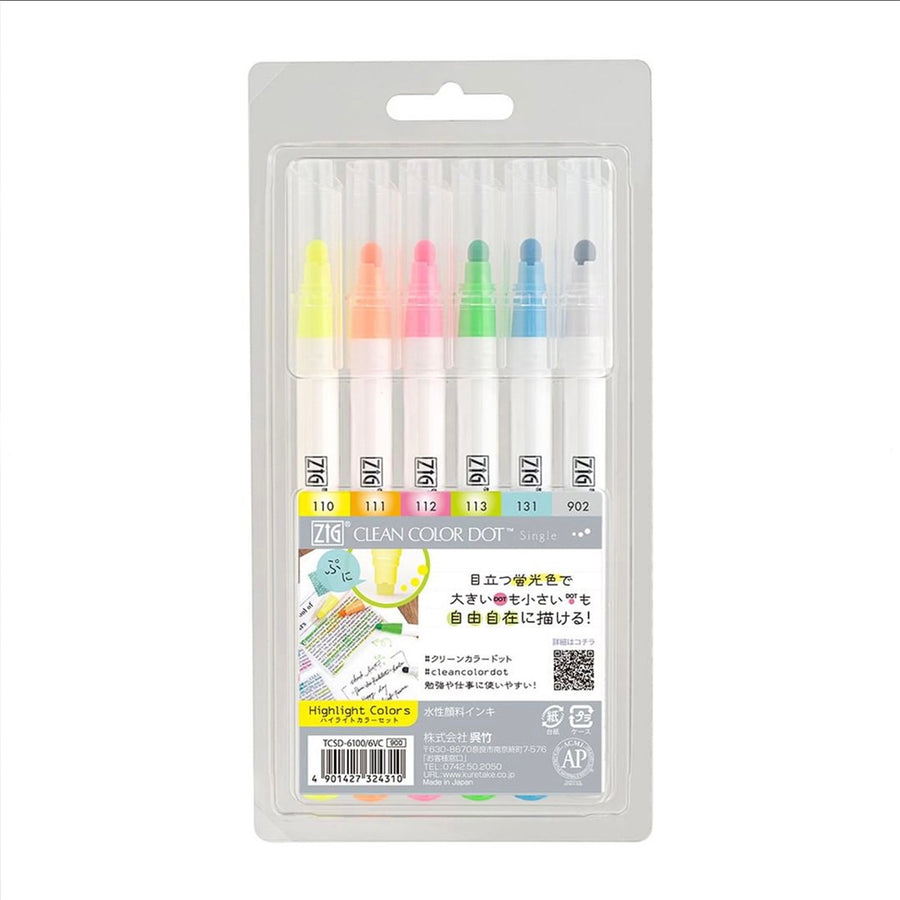 Kuretake ZIG Clean Color Dot Single - Highlight Color Set