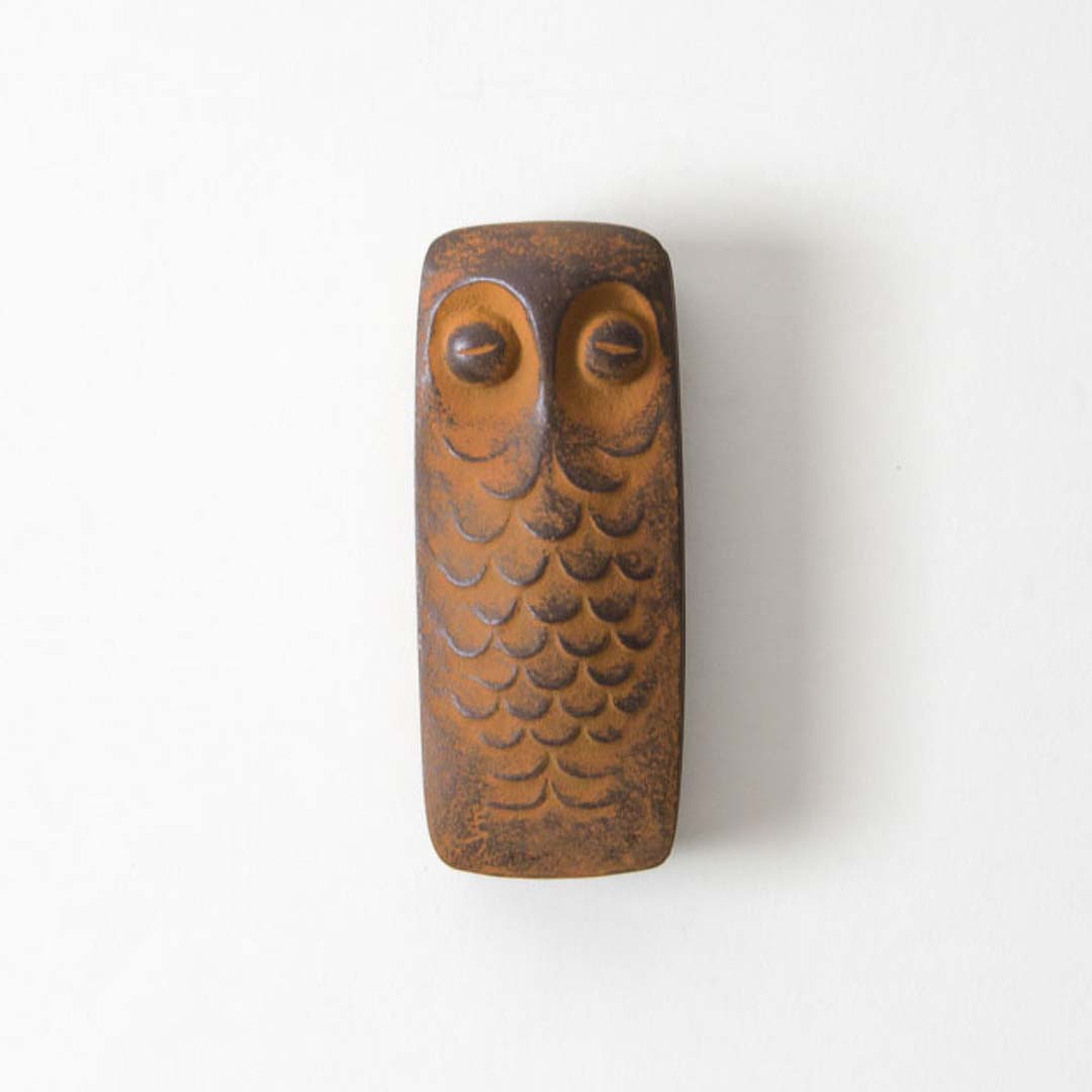 Tadahiro Baba Cast Iron Shunikuike Owl Horn Vermillion Ink Pad & Storage - Brown