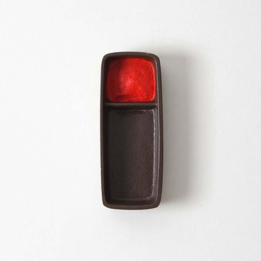 Tadahiro Baba Cast Iron Shunikuike Owl Horn Vermillion Ink Pad & Storage - Brown