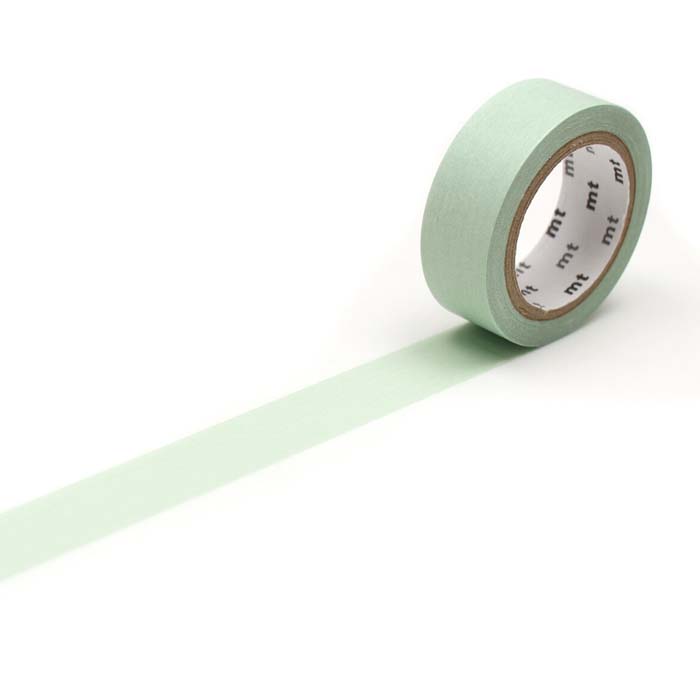 Ruban MT Masking tape 7m x 15mm uni pastel vert feuille - Confetti Campus