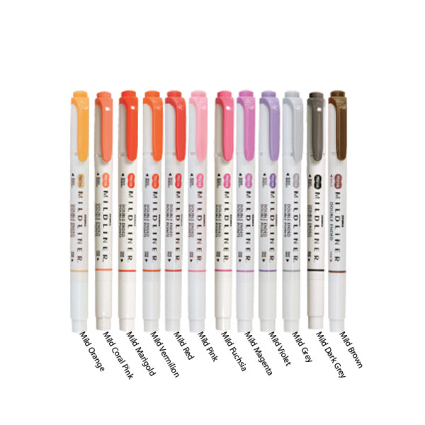 Zebra Mildliner Double Ended Highlighter Markers - 26 Colors Available