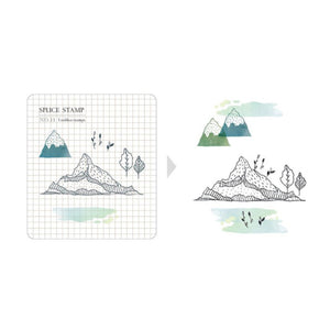 MU Print Splice Stamp Set - No. 1011 Mountain and Watercolor