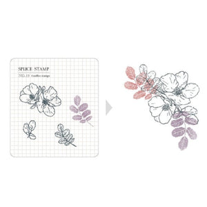 MU Print Splice Stamp Set - No. 15 Flower Blossom Shaking Shadow