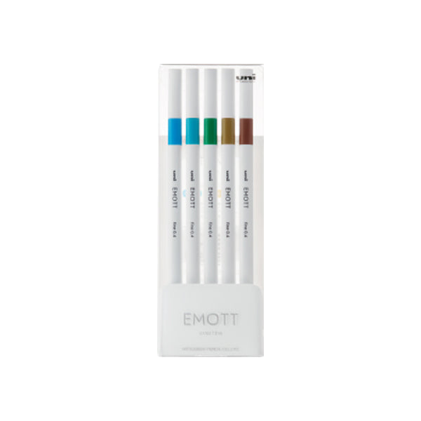 Uni EMOTT Ever Fine Fineliner Pen - 0.4mm - 5 Pen Set No. 4 Island Color