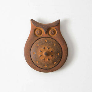Tadahiro Baba Cast Iron Pond Owl Round Vermillion Ink Pad - Brown