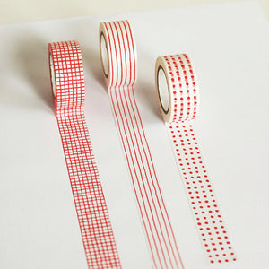Classiky Mitsou Masking Tape Washi Tape - Red Grid