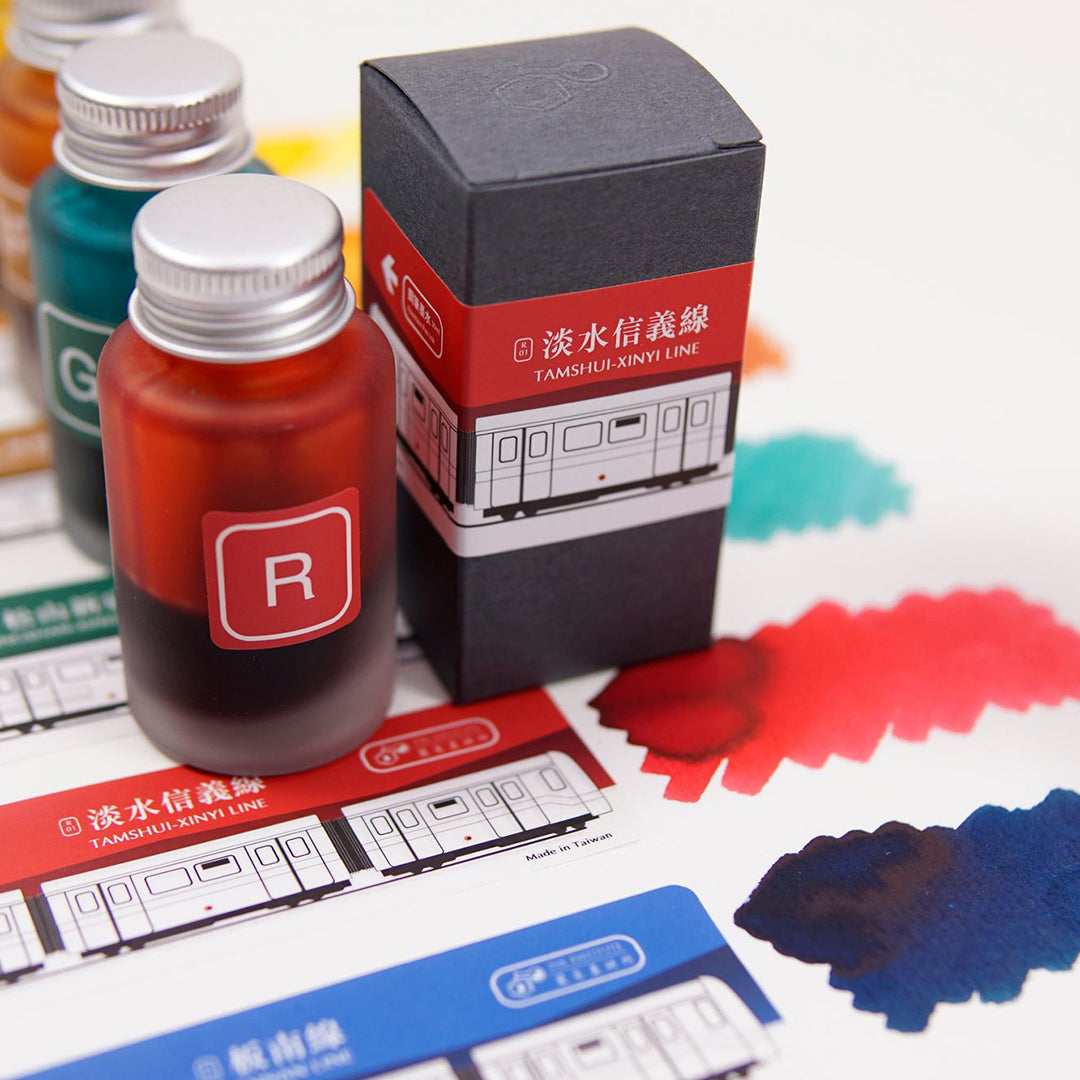 Ink Institute Fountain Pen Ink 30ml Bottle - Taipei Metro Red Line - Tamshui Xinyi