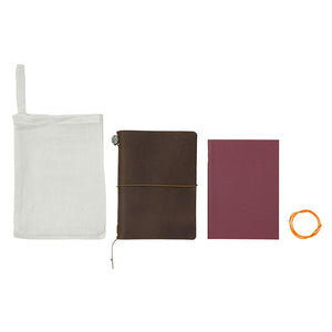 Traveler's Notebook Tea (Brown) - Passport Size - Leather Journal Notebook Kit