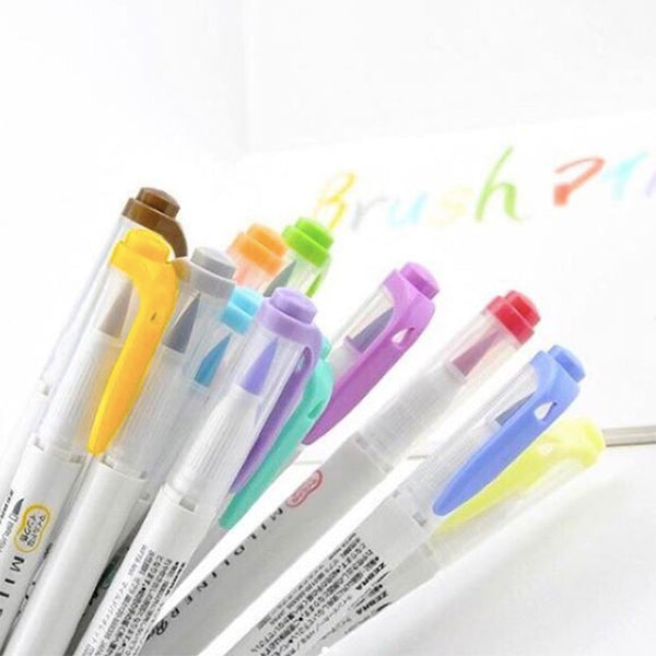 Zebra Mildliner BRUSH Pen Markers - 10 Bold Colors