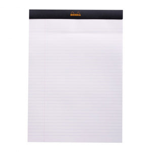 Rhodia Head Stapled Pad Black - A4 - Lined Notepad